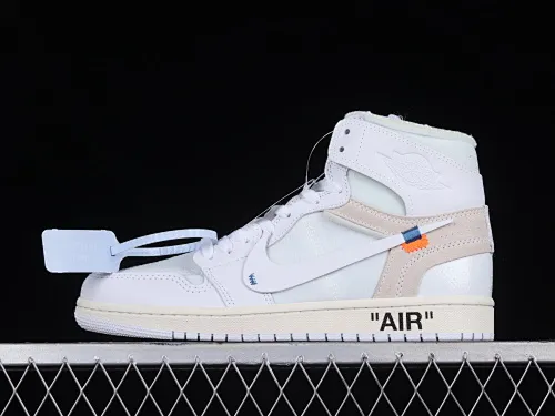 All categories Air Jordan Jordan series basketball shoes Air Jordan 1 High L version Off White x Air Jordan OW AJ1 Joe 1 joint all-white high-top basketball shoes AQ0818-100